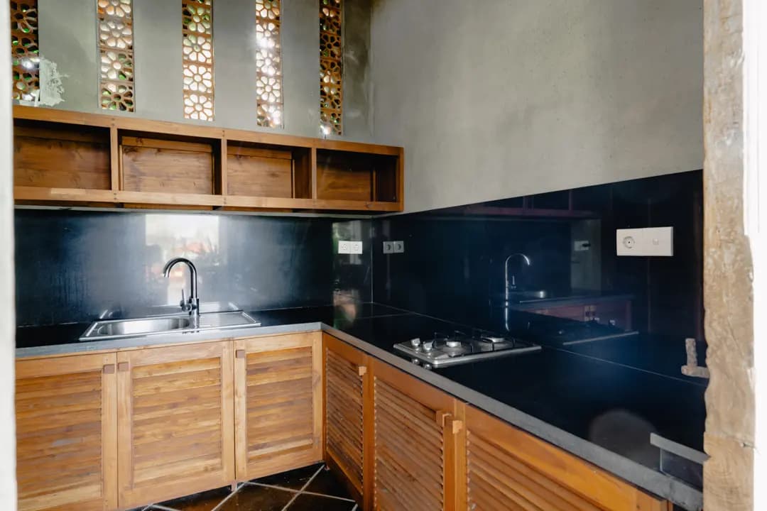 Ruang villa dan lingkungan persawahan
